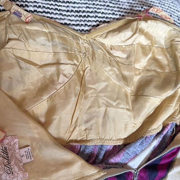 Deletta sz S floral peplum cami top silk top removable straps - Picture 8 of 10